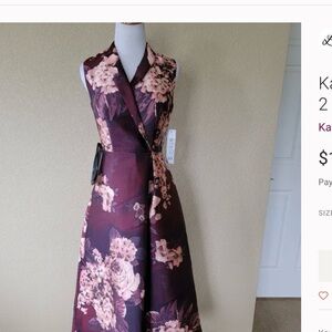 Kay Unger Whitney Floral T-Length Dress, Size 2